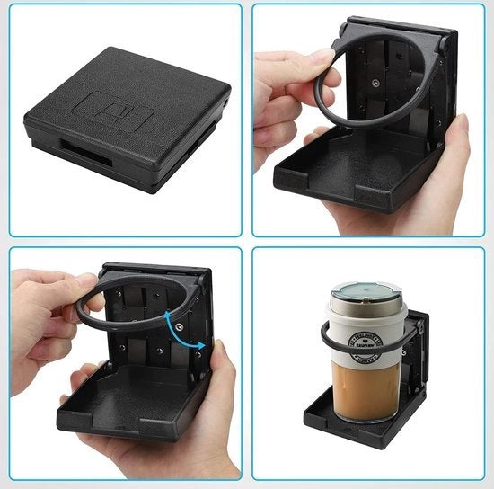 Bucheruola per auto, 2 pezzi di supporti universali pieghevoli per bottiglie, contenitori e bicchieri con viti e adesivo per auto, barca, furgone, camper, accessori.