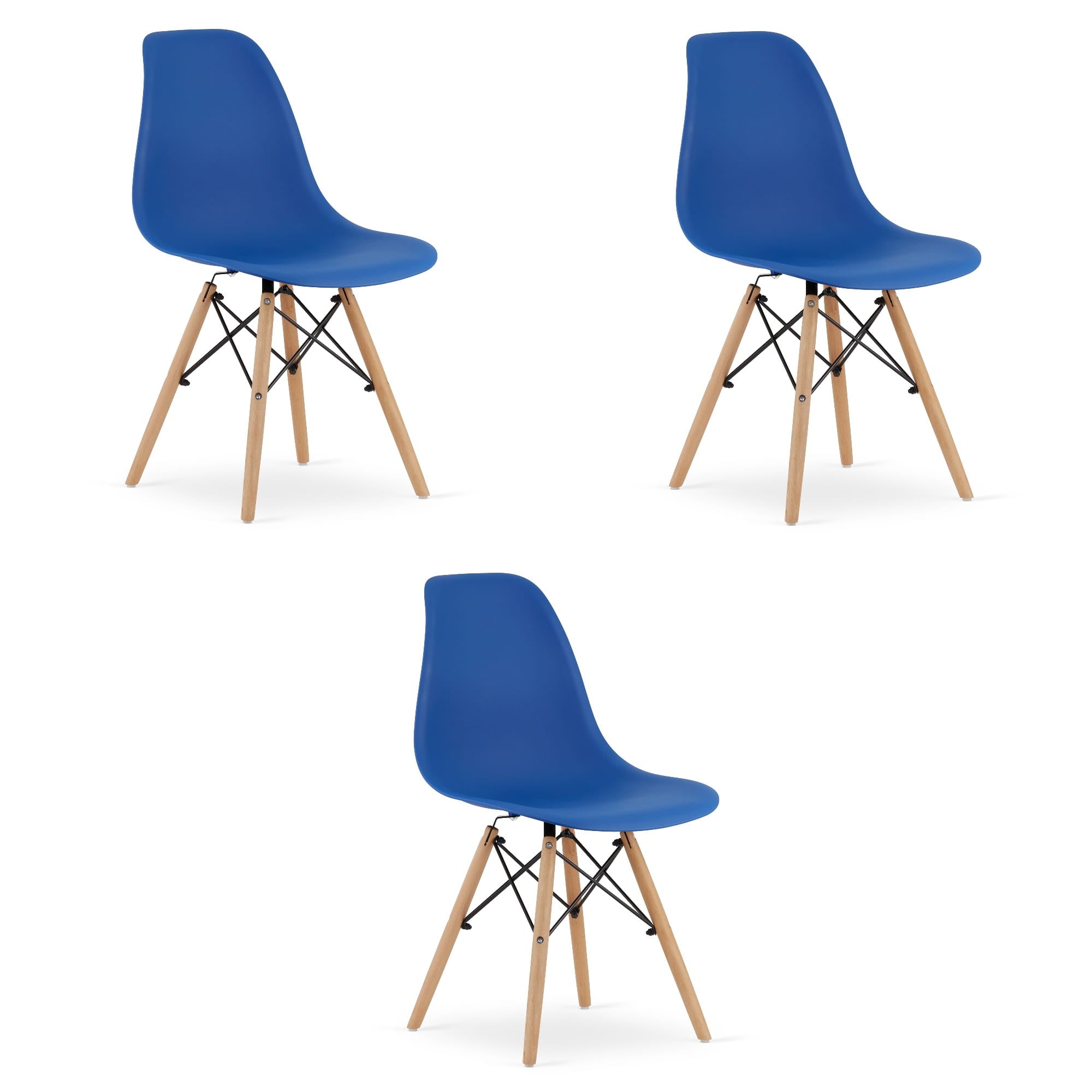 Sedia Valora OSAKA blu gambe naturali design ergonomico x3