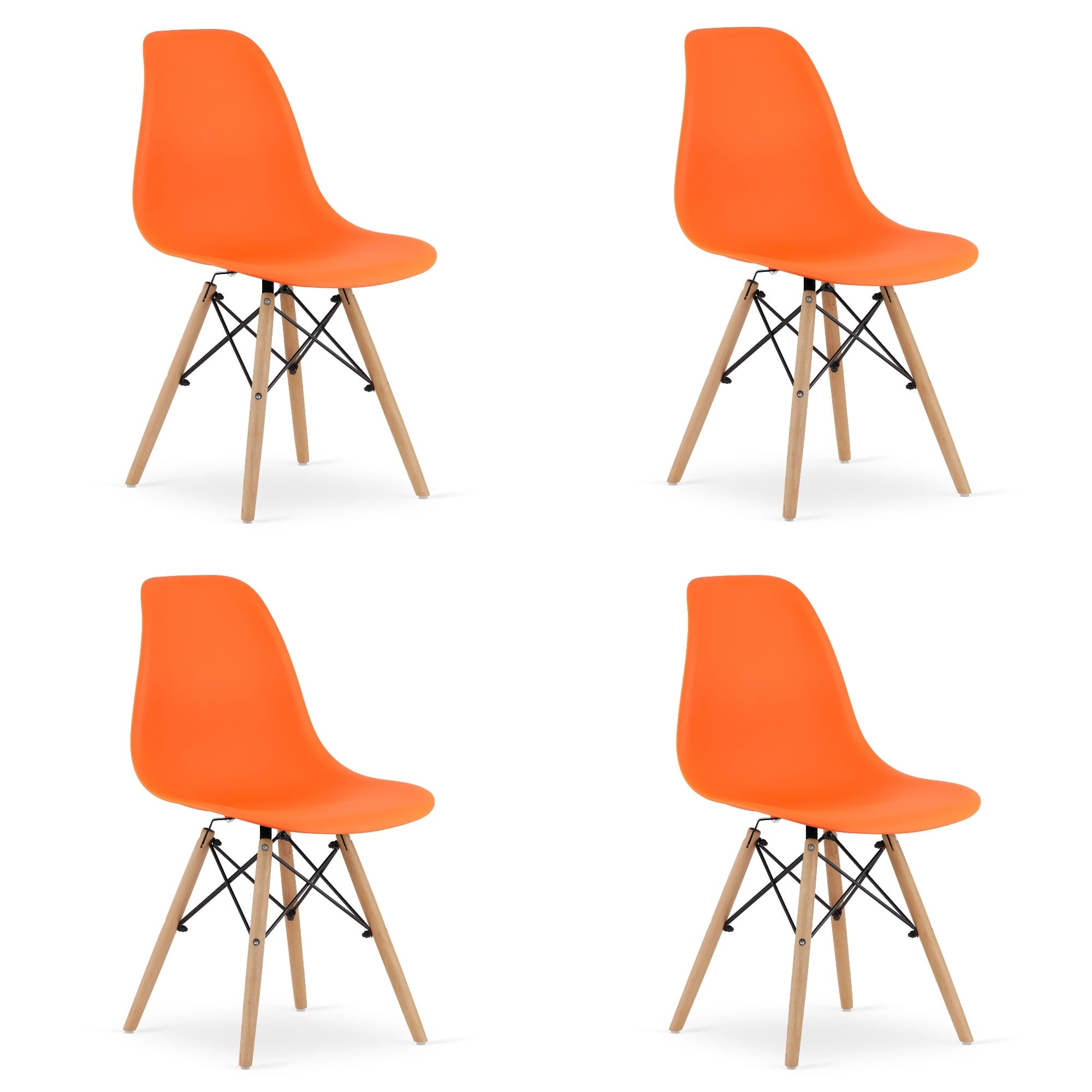 Sedia ergonomica Valora OSAKA arancione con gambe naturali per sala da pranzo x4