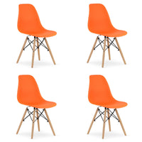 Sedia ergonomica Valora OSAKA arancione con gambe naturali per sala da pranzo x4