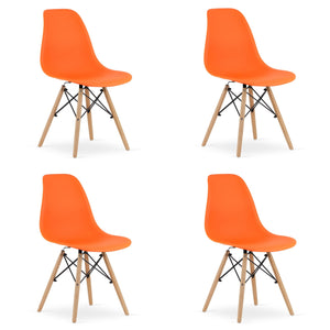 Sedia ergonomica Valora OSAKA arancione con gambe naturali per sala da pranzo x4