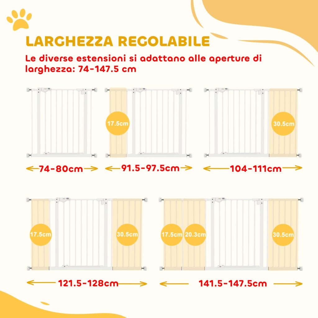 Cancellino per Cani Regolabile Bianco ¨C Minimal ¨C 74-148 cm