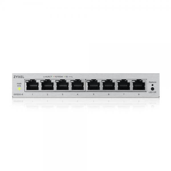 ZYXELSWITCH SMART MANAGED, 8 PORTE GIGABIT - EASY MANAGEMENT PER VLAN, QOS - DESIGN SENZA VENTOLE, D