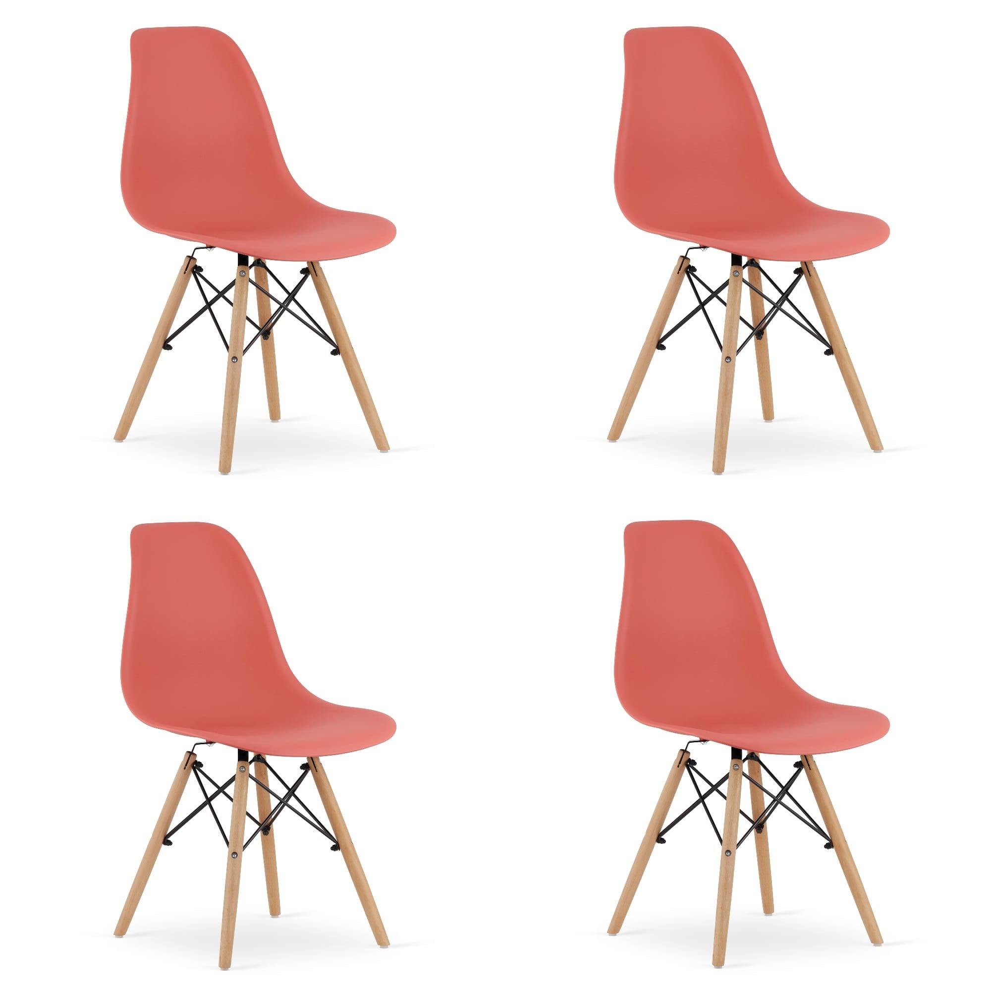 Sedia Valora OSAKA dal design ergonomico, gambe naturali color vermiglio x4