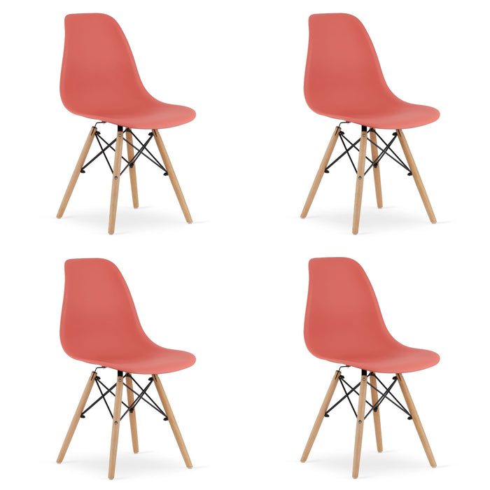 Sedia Valora OSAKA dal design ergonomico, gambe naturali color vermiglio x4