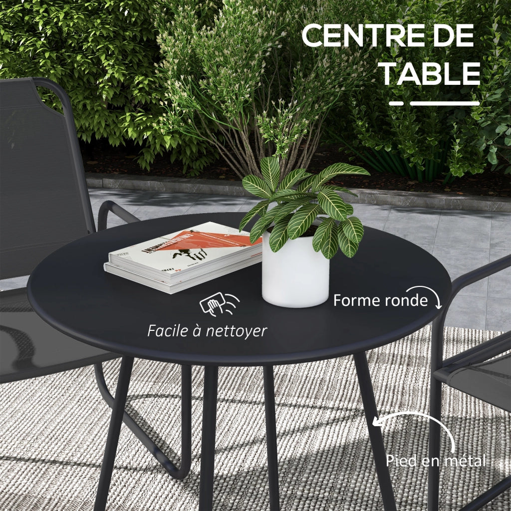 Set da giardino 3 pezzi con divanetto e tavolino ¨C zephmum ¨C grigio, acciaio, tessuto mesh