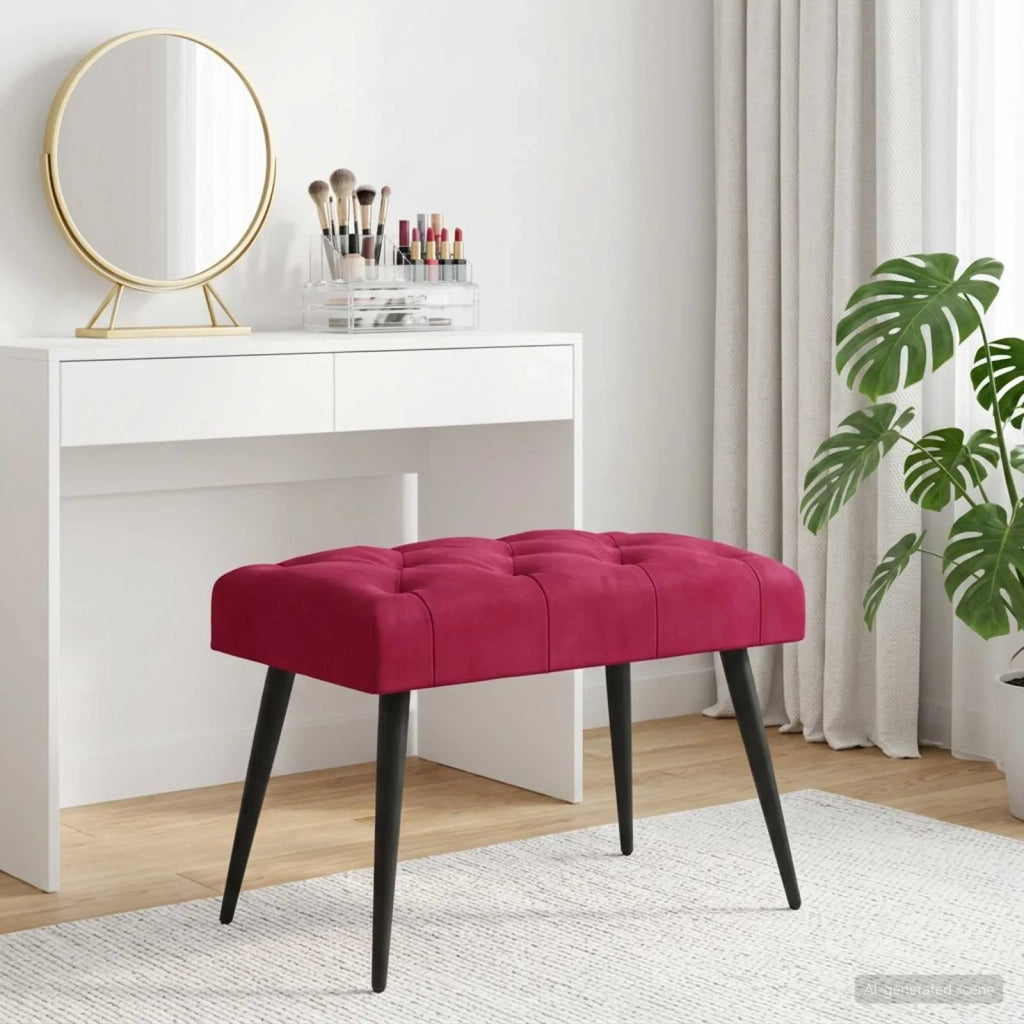 Panchina con bottoni imbottiti Rosso Vino 60 x 40 x 45 cm 42038548