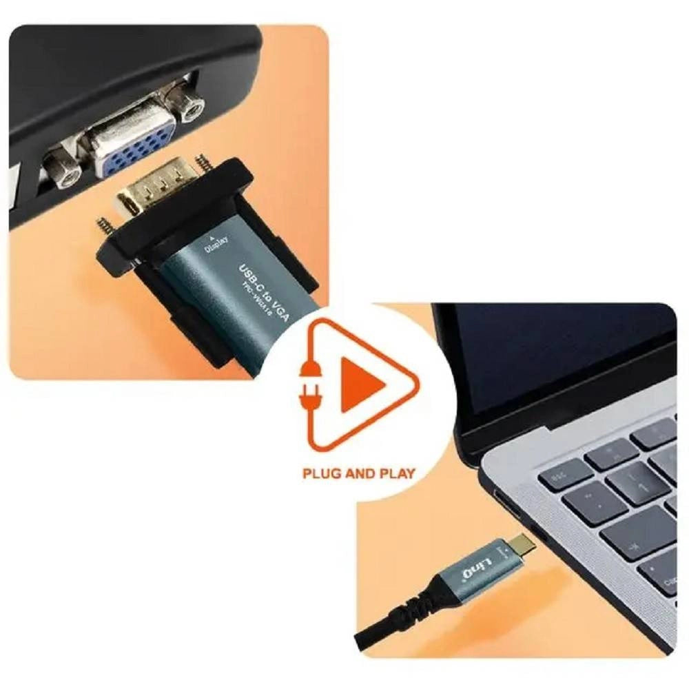 Trade Shop - Cavo Video Adattatore Da Type-c A Vga Ad Alta Definizione 1080p 1,8mt Tpc-vvga18 -