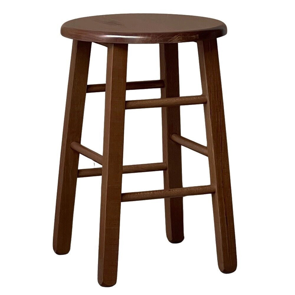 Sgabello con seduta rotonda  h 47cm  color noce scuro gamba dritta