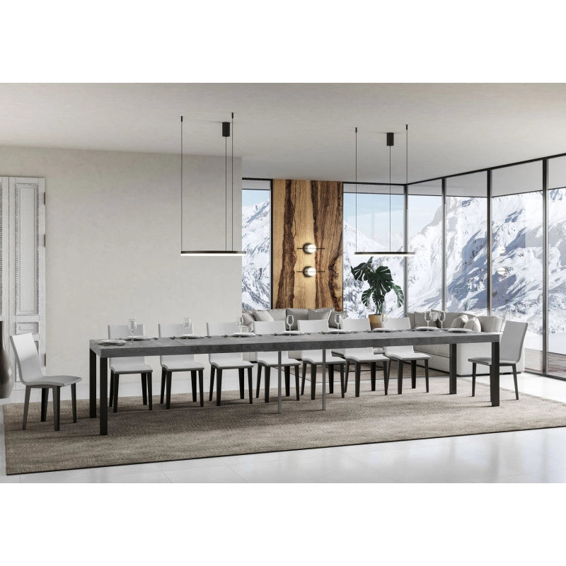 Tavolo allungabile 140/400x90 cm Everyday Premium telaio Antracite - Cemento