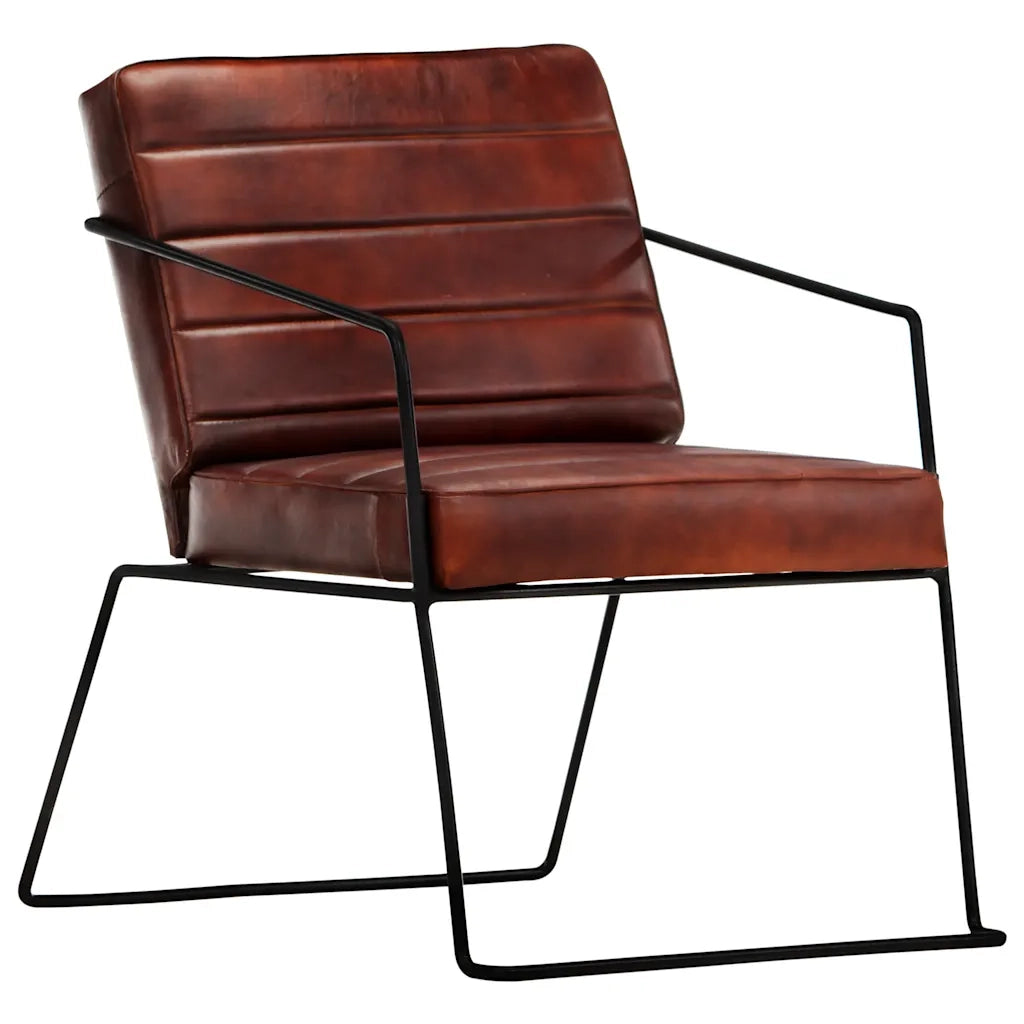 Poltrona-Divano Sedia-Poltroncina Marrone Scuro in Vera Pelle