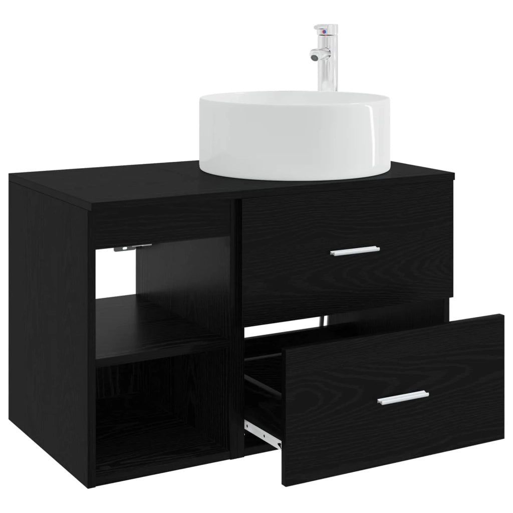 Set di mobili per il bagno 2 pcs Rovere Nero 3403929