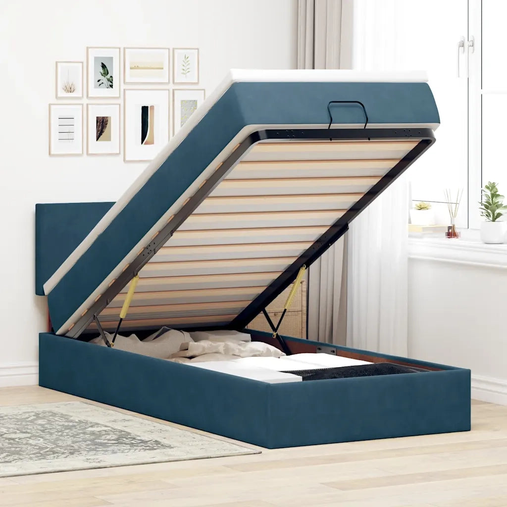 Struttura Letto Pouf con Materasso 90x190 cm in Velluto
