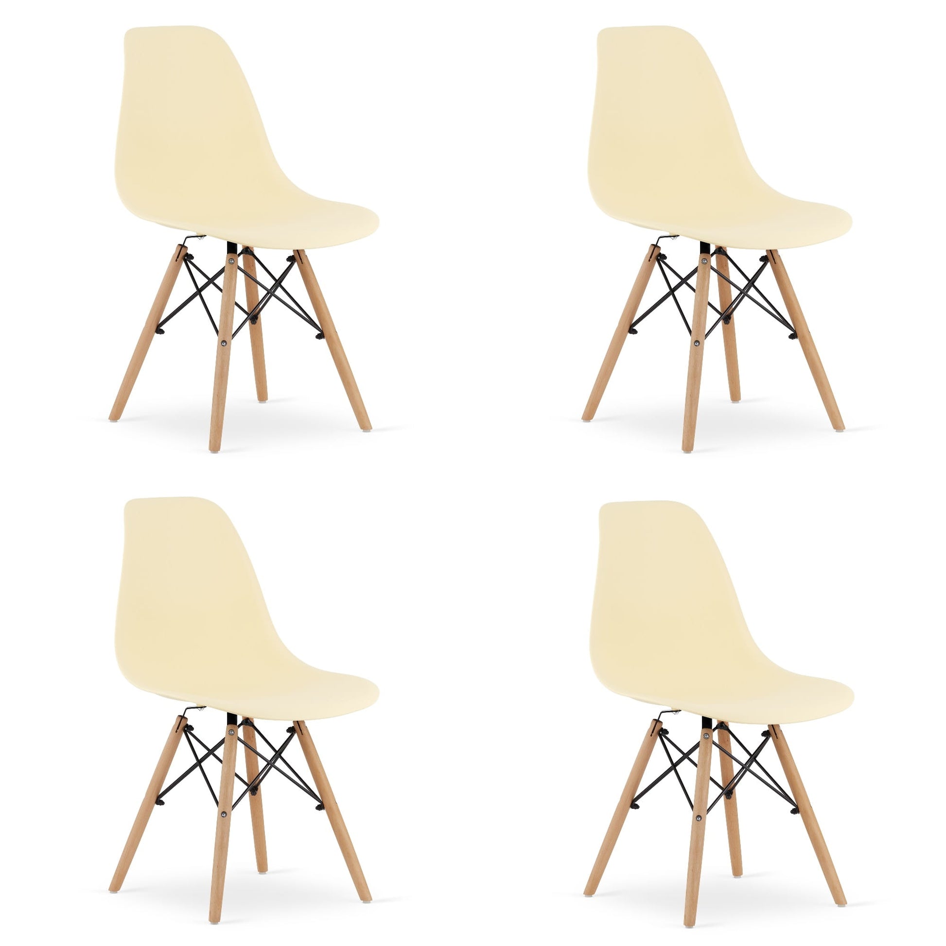 Sedia Valora OSAKA color crema con gambe naturali per soggiorno x4