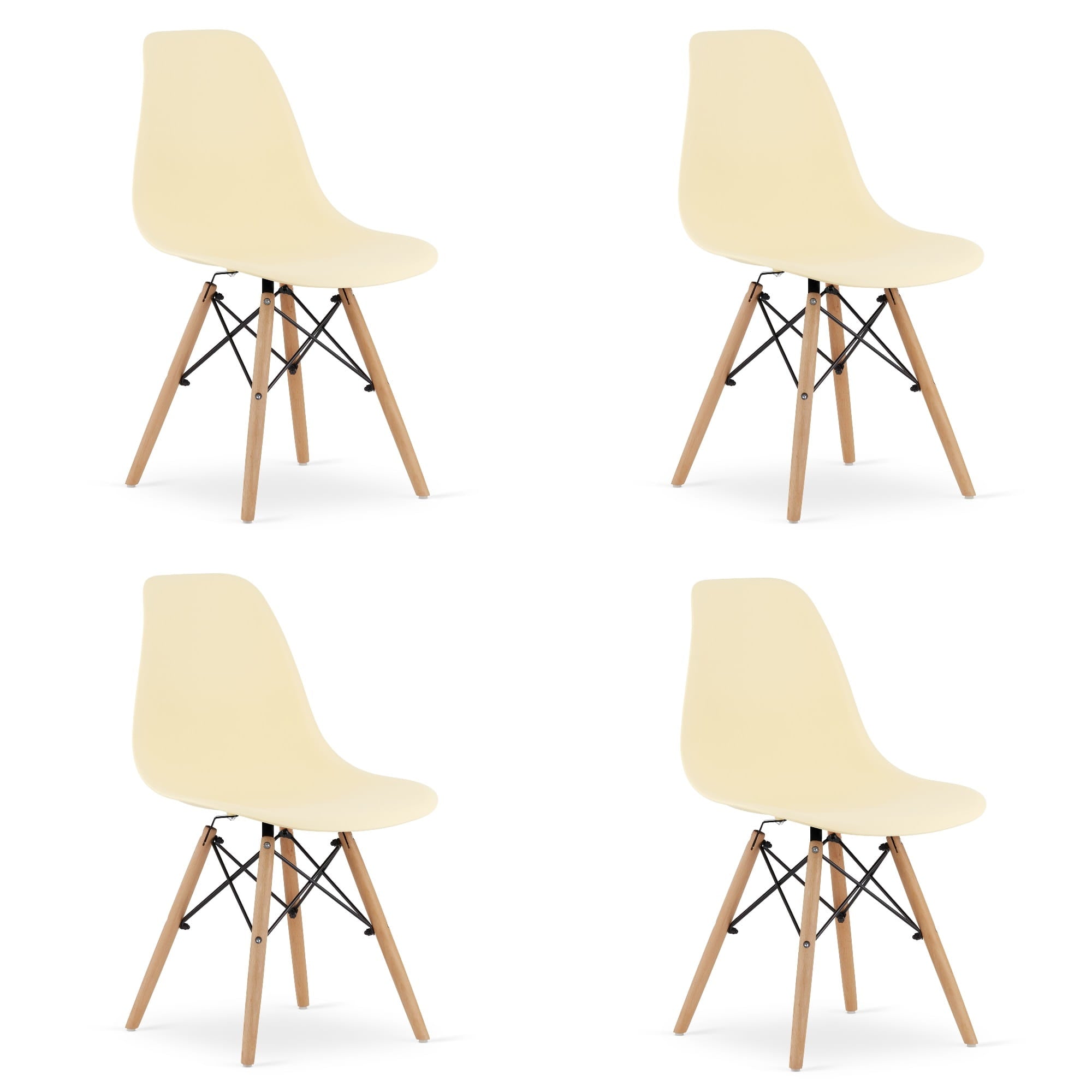 Sedia Valora OSAKA color crema con gambe naturali per soggiorno x4