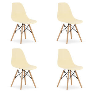Sedia Valora OSAKA color crema con gambe naturali per soggiorno x4