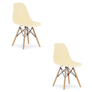 Sedia Valora OSAKA color crema con gambe naturali per soggiorno x2