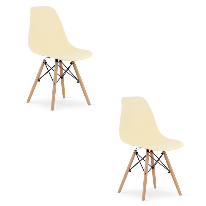 Sedia Valora OSAKA color crema con gambe naturali per soggiorno x2