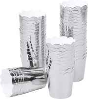 Coppe per Cupcake 50 pezzi - Coppe per Muffin per Forni - Coponi per Cakes da Smettere - Coponi per Cupcake per Matrimoni e Compleanni - Coponi per Feste e Parti - Coponi per Caffetterie - Dimensioni 45 * 50 mm (Argento)