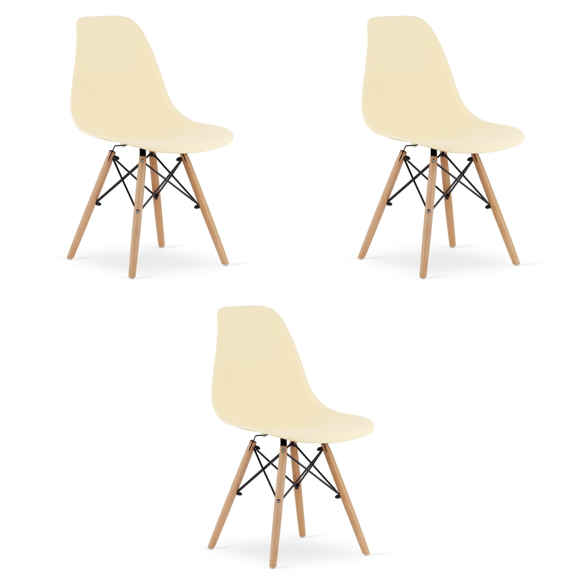 Sedia Valora OSAKA color crema con gambe naturali per soggiorno x3