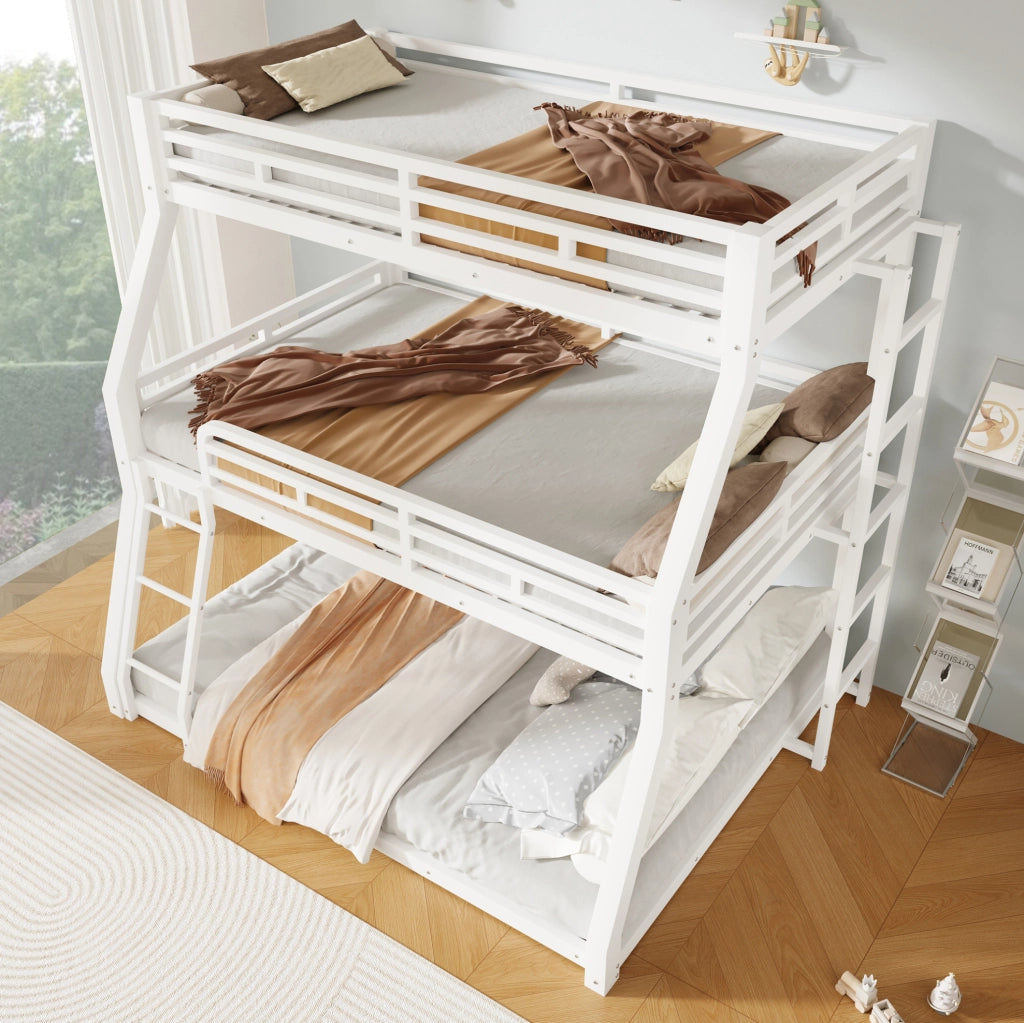 Letto a castello triplo 140x200 cm in metallo bianco