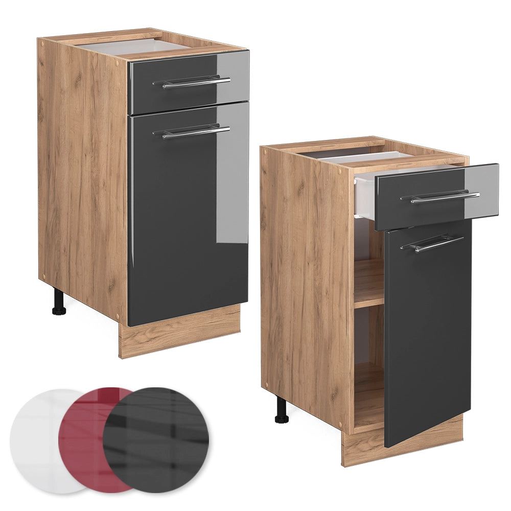 Vicco Mobiletto base per cucina Antracite lucido 40 cm senza piano di lavoro