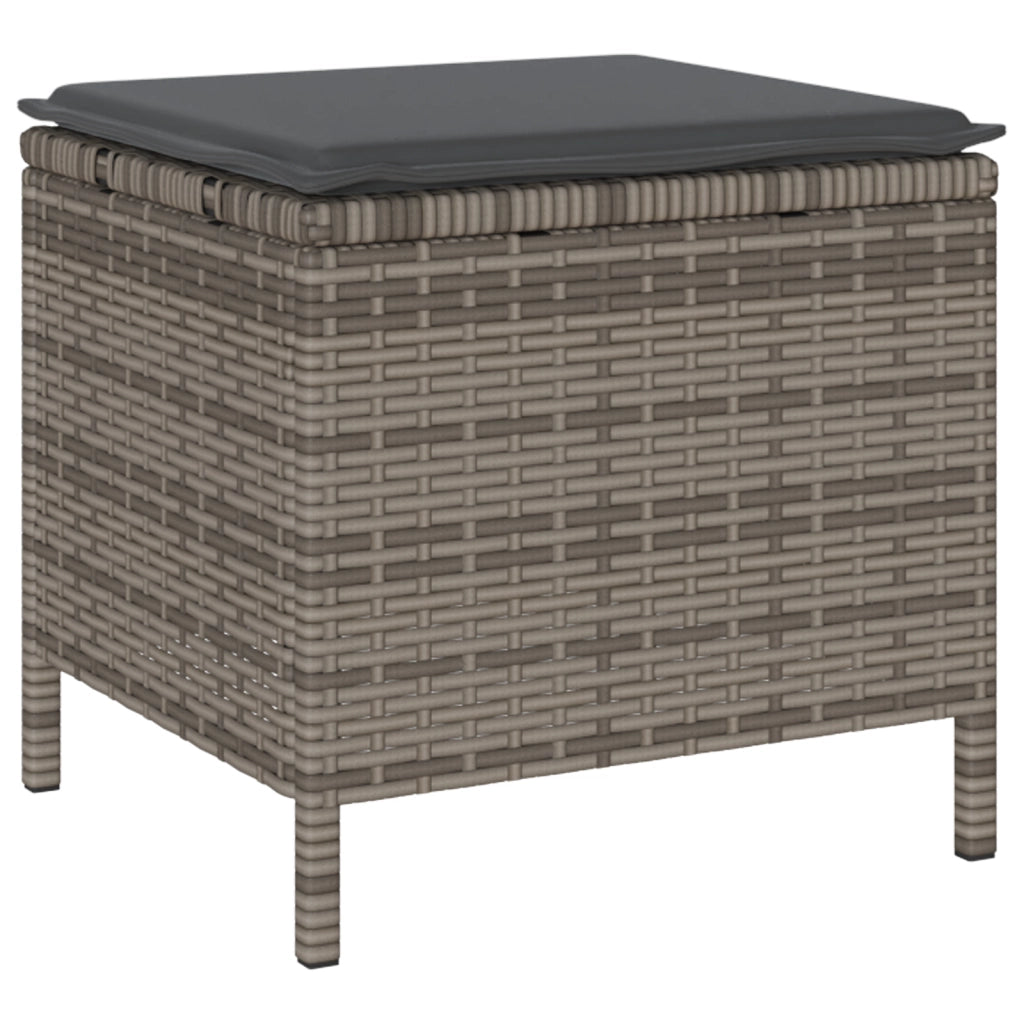 Set da Pranzo da Giardino 4 Pezzi con Cuscini Grigio in Polyrattan e Acacia