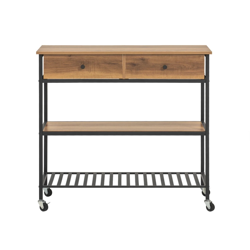 Carrello da cucina con 2 cassetti Mobile da ingresso Credenza Carrello portaoggetti design industriale, FKW112-PF