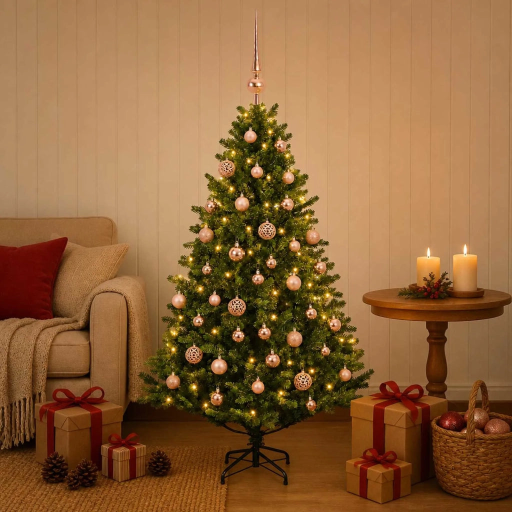 Albero di Natale artificiale con palline 120 cm 150 LED 3465777