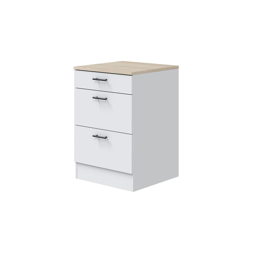 Set mobili per lavanderia Sesleria, Composizione lavanderia moderna, Soluzione salvaspazio per zona lavaggio, Bianco e Rovere