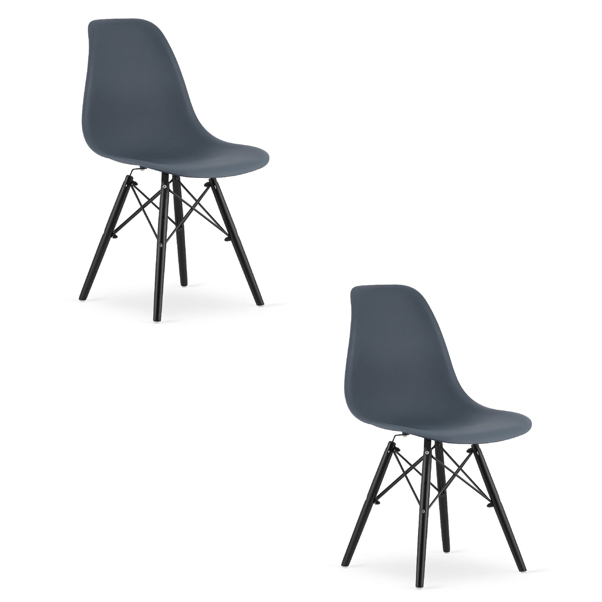 Sedia Valora OSAKA in ardesia scura, design ergonomico, gambe nere x2