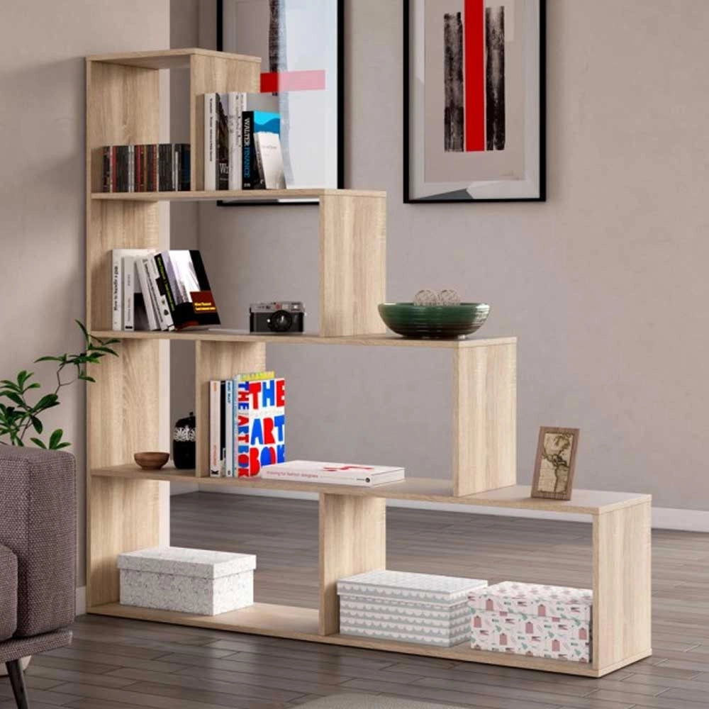 Libreria Scaffale a scala SIMMS Legno Mdf 4 Ripiani Rovere Chiaro Casa Ufficio