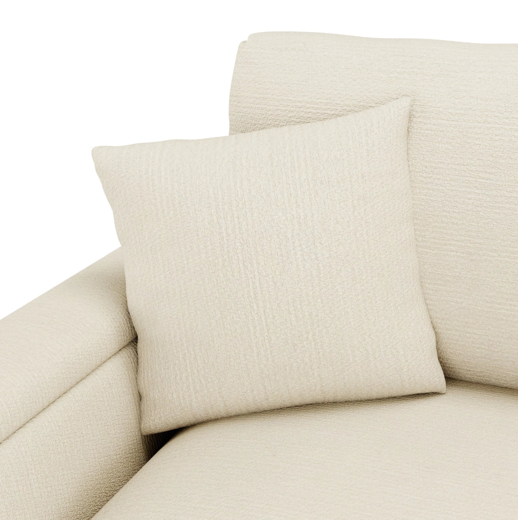 Divano modulare a 3 posti in chenille con USB; tavolino ribaltabile e portabevande; beige