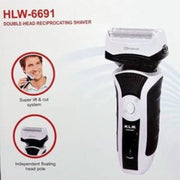 Trade Shop - Rasoio Elettrico Hlw-6691 Ricaricabile 2 Testine Lama Acciaio Barba Baffi -