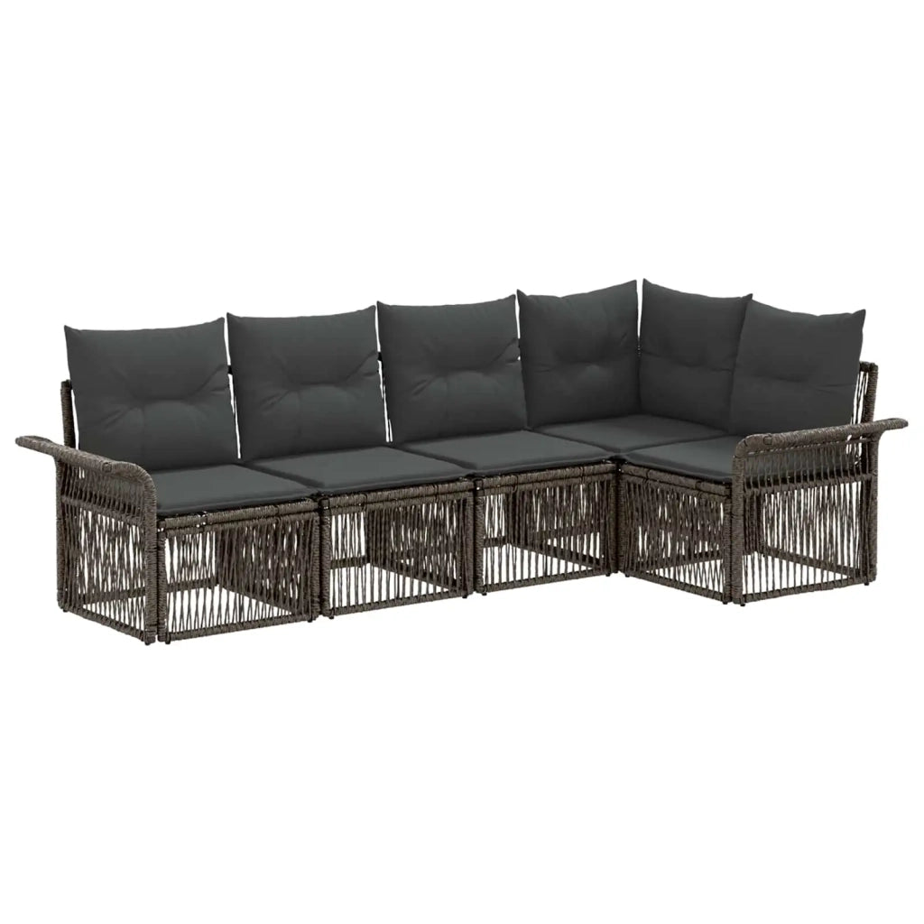 Set Divano da Giardino 5 pcs Grigio polyrattan 3434828