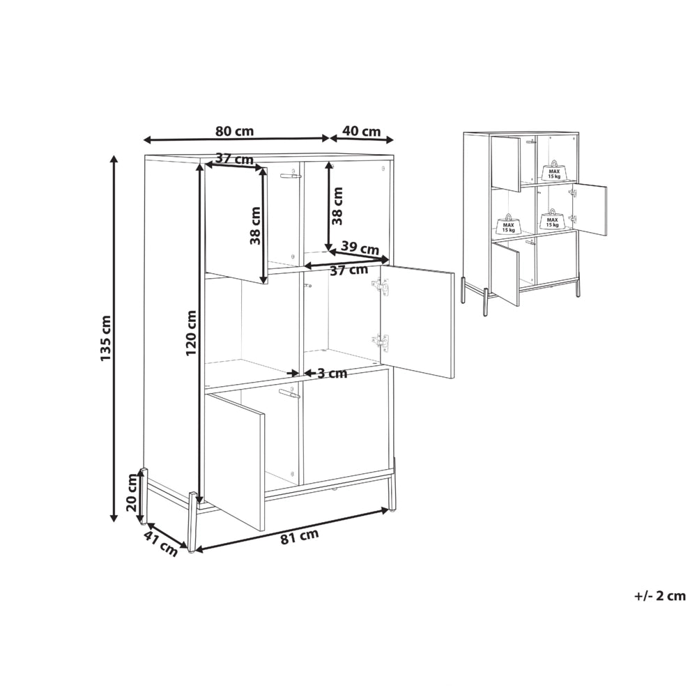 Libreria in legno chiaro e carta MDF grigia 4 armadi 2 scaffali aperti Libreria bassa