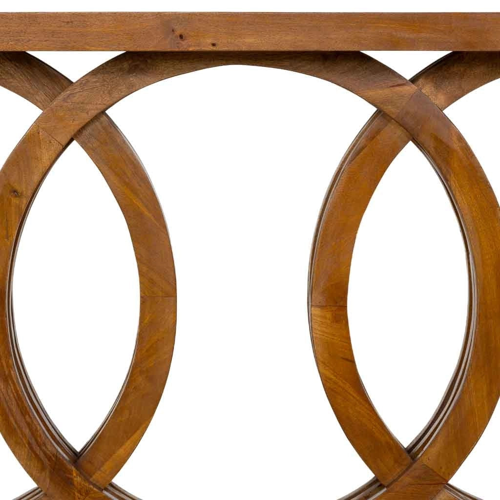 Tavolino da ingresso artigianale in legno marrone 140x35x81h cm