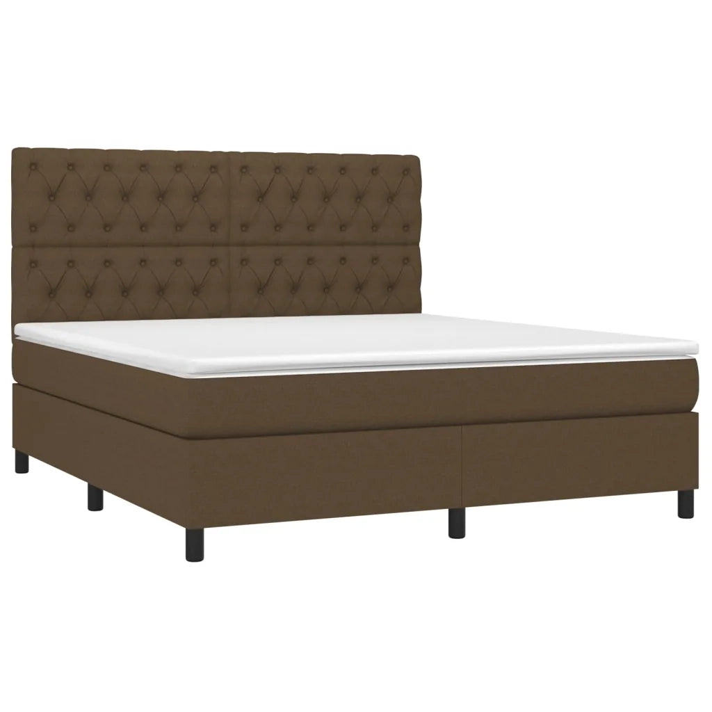 Letto a Molle Materasso e LED Marrone Scuro 160x200 cm Tessuto 3135128