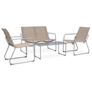 Set Divano da Giardino 4 pz in Tessuto e Acciaio Grigio Talpa