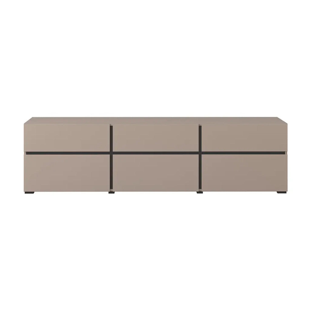Mobile TV 180cm colori beige e nero collezione HAVANA. Mobile design con 3 porte e 3 cassetti.