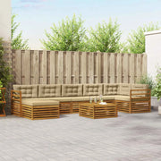 Set di divani da esterno con cuscino 8 pcs Naturale e Beige 3373843