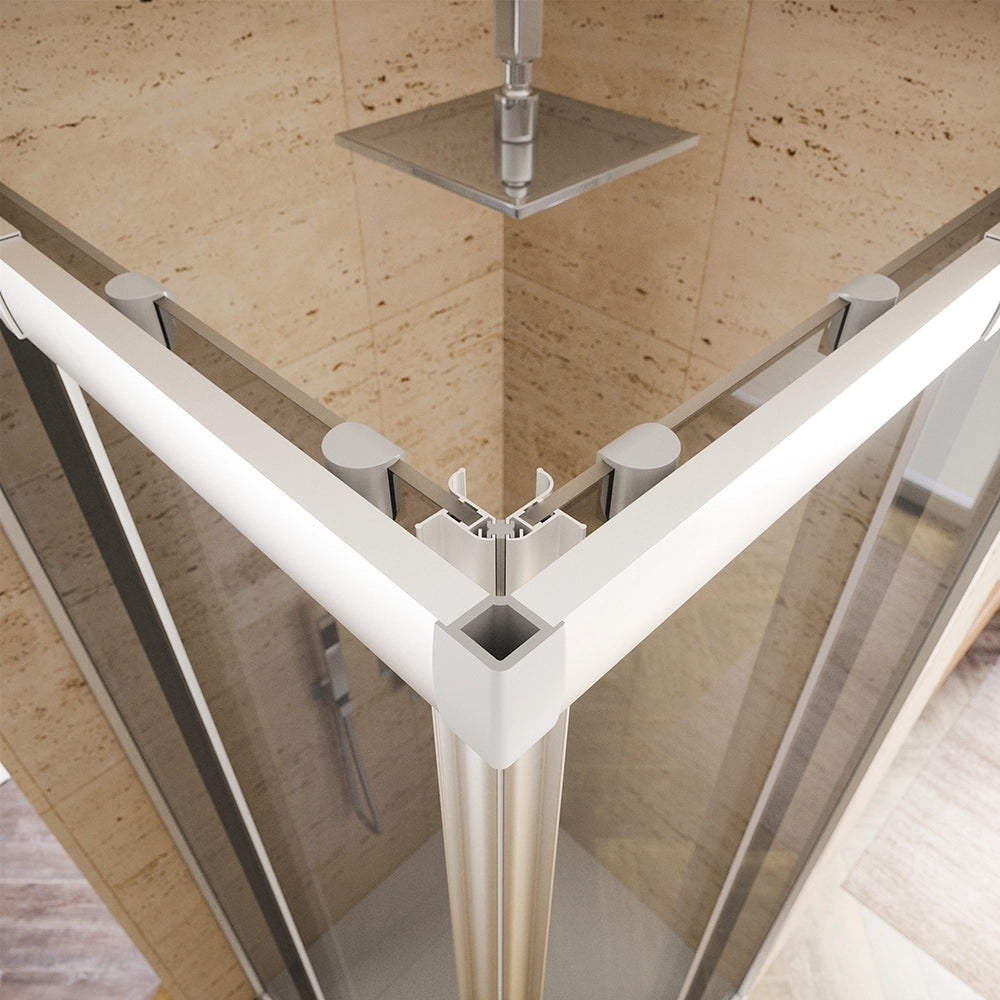 Box doccia estensibile 70-90x70-90 cm vetro 6mm fumè con profili in alluminio anodizzato | Nuuk