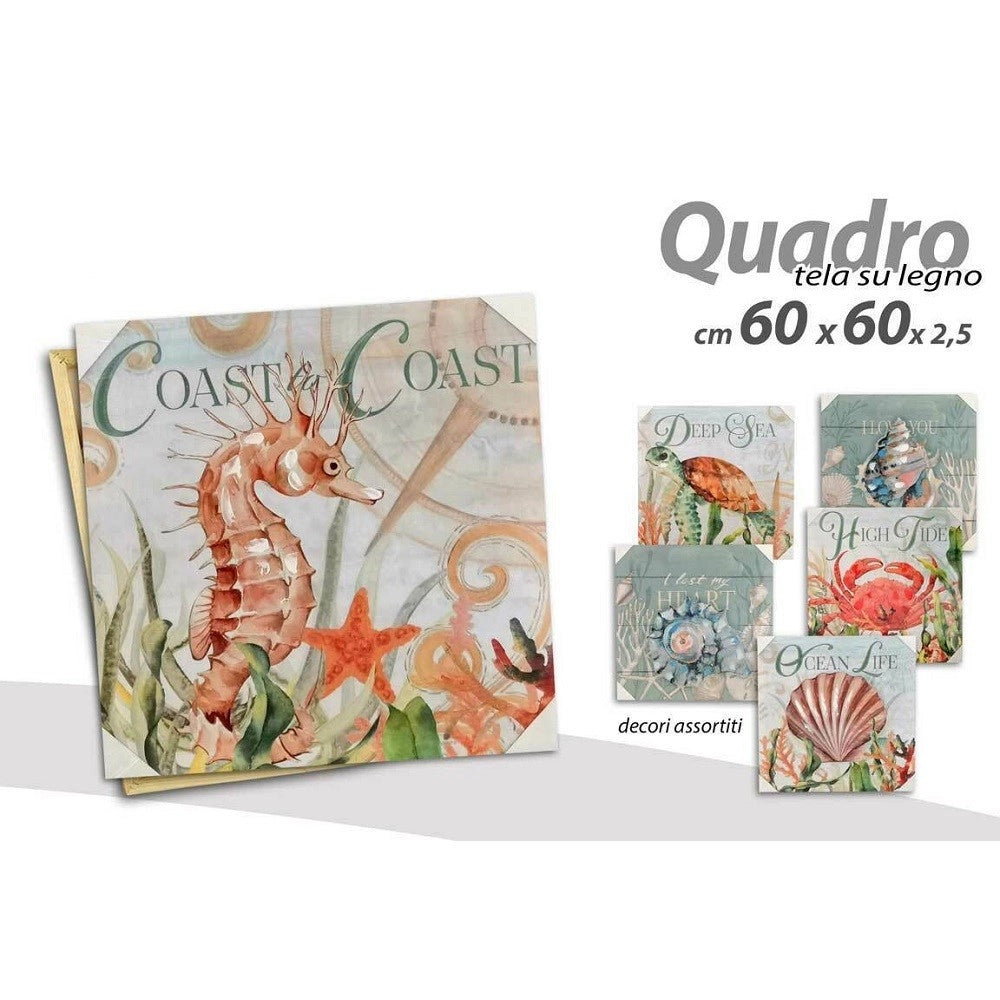 Trade Shop - Quadro Quadretto Decorativo 60x60x2,5 Cm Tela Su Legno Deluxe Decori Ass 806551 -