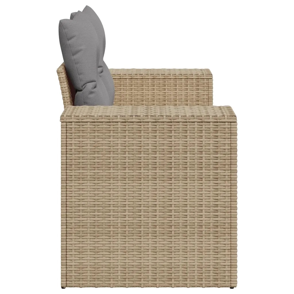 Divano da Giardino con Cuscini a 2 Posti-Sofa da Giardino-Divano da esterno Beige in Polyrattan 395273