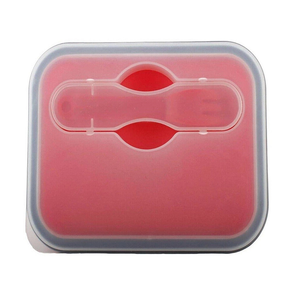 Trade Shop - Contenitore Cibo Pieghevole Silicone Scatola Porta Pranzo Posate Lavoro -
