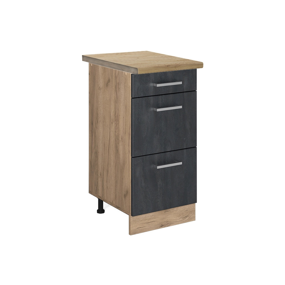 Mobiletto base per cucina R-Line Calce nera/Rovere dorato 40 cm PL Rovere Vicco