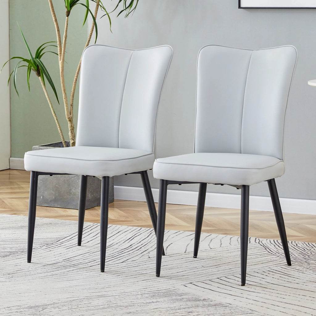 SEDIA da pranzo Set da 2 pezzi in PU grigio chiaro e metallo nero