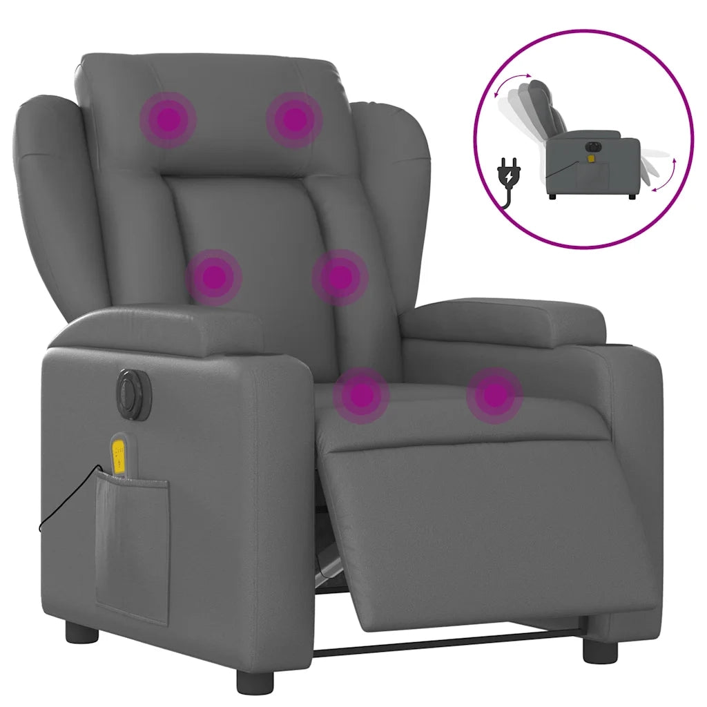 Poltrona Massaggiante Elettrica Reclinabile Grigio Similpelle 3204540