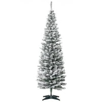 Albero di Natale Slim Artificiale 180 cm con Rami Realistici, Albero di Natale Innevato Alto e Stretto con Base Pieghevole, Verde