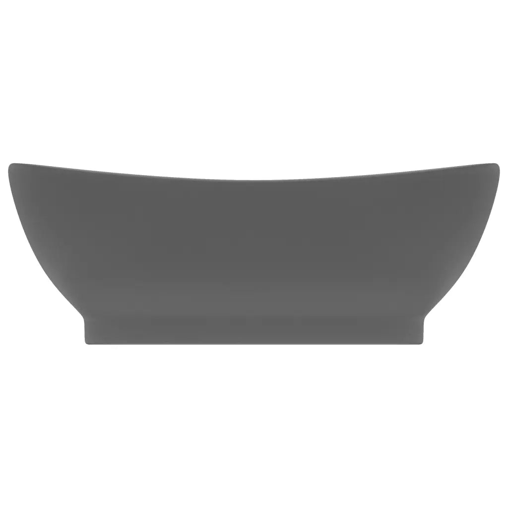 Lavabo Troppopieno Ovale Grigio Scuro Opaco 58,5x39cm Ceramica  cod mxl 44081